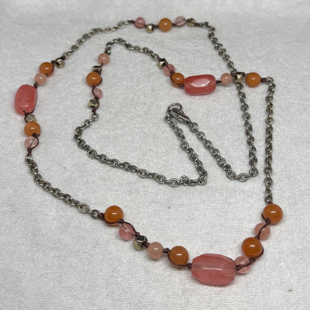 Elegant Pink and Orange Beaded Necklace